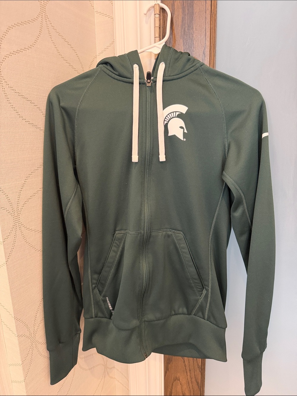 Nike Michigan State University Green Full-Zip Hoodie with White Spartan Logo